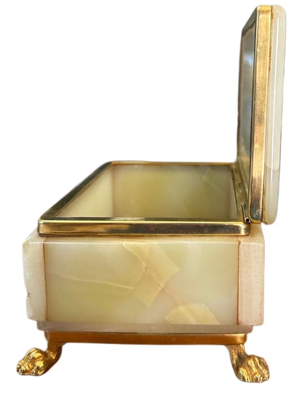 60s-70s Onyx Marble Trinket Jewelry box hand carved luminous hinged lid - Picture 4 of 13